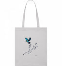 Blauer Schmetterling Stoffbeutel Vegan Bio-Baumwolle Stem Green Frau