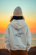 Blauer Schmetterling Hoodie Vegan Bio-Baumwolle Natural Raw Frau