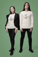 Blauer Schmetterling Longsleeve Vegan Bio-Baumwolle Off White Couple