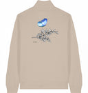 blauer Schmetterling - Sweater mit Reißverschluss - JulesClothing FAVes - 41509_45932 - Sweater mit Zipper